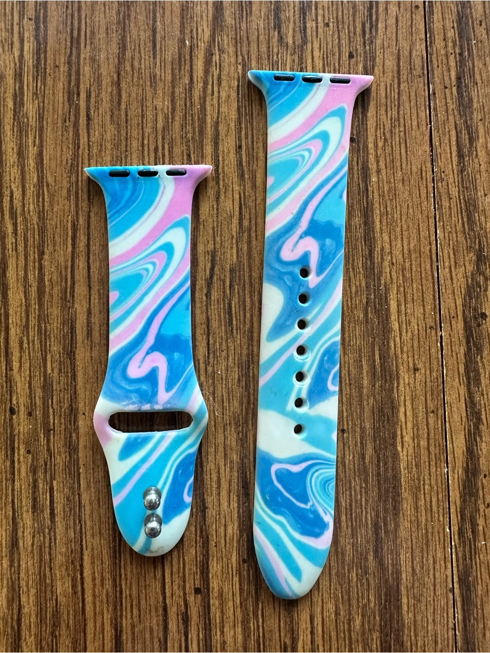 Apple Silicone Watch Band - Blue, Pink & White Swirl